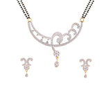 Abhinn Stylish Gold Plated Floral Design Mangal Sutra Mangalsutra With Earrings For Women