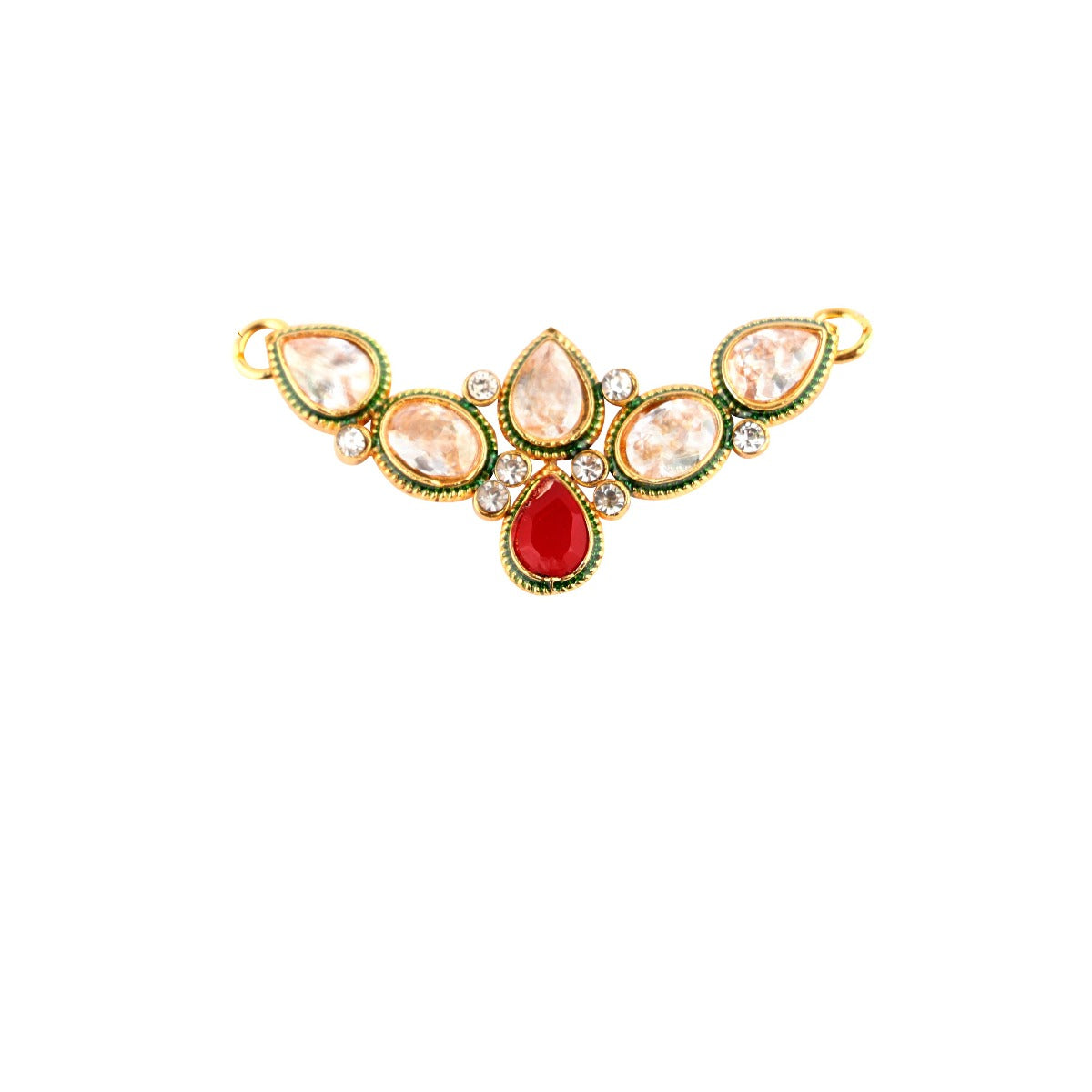Abhinn Designer White-Red Kundan Mangalsutra With Earrings For Women