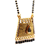 Abhinn Latest Gold Plated Black Beaded Chain with Pendant Studded Mangalsutra