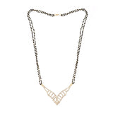 Abhinn Latest Designer CZ Stones Studded Mangalsutra with Black Beaded Chain For Women