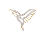 Abhinn Designer Gold Plated Swan Design AD Mangalsutra With Earrings For Women