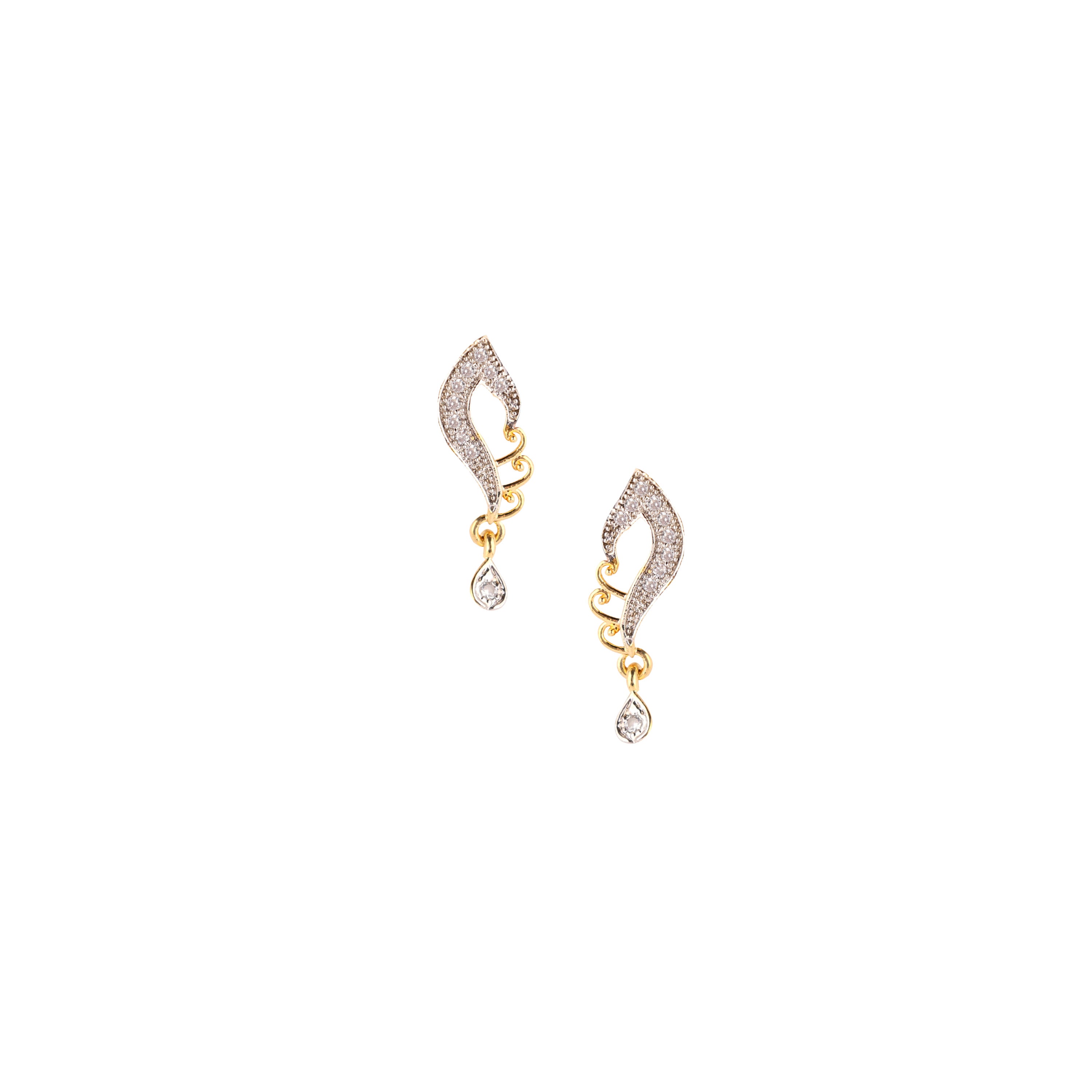 Abhinn Designer Gold Plated Swan Design AD Mangalsutra With Earrings For Women