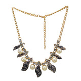 Abhinn Designer Statement Pearl n Petal  Black Necklace