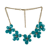 Beautiful Blue Floral Designer Statement Necklace with Crystal Stones