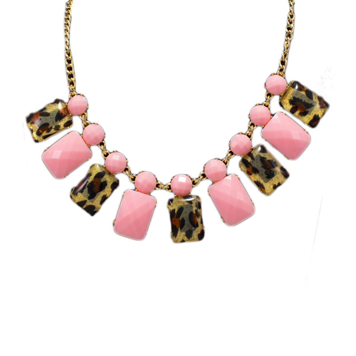 Abhinn Stylish Designer Pink Necklace with Animal Printed Stones For Women
