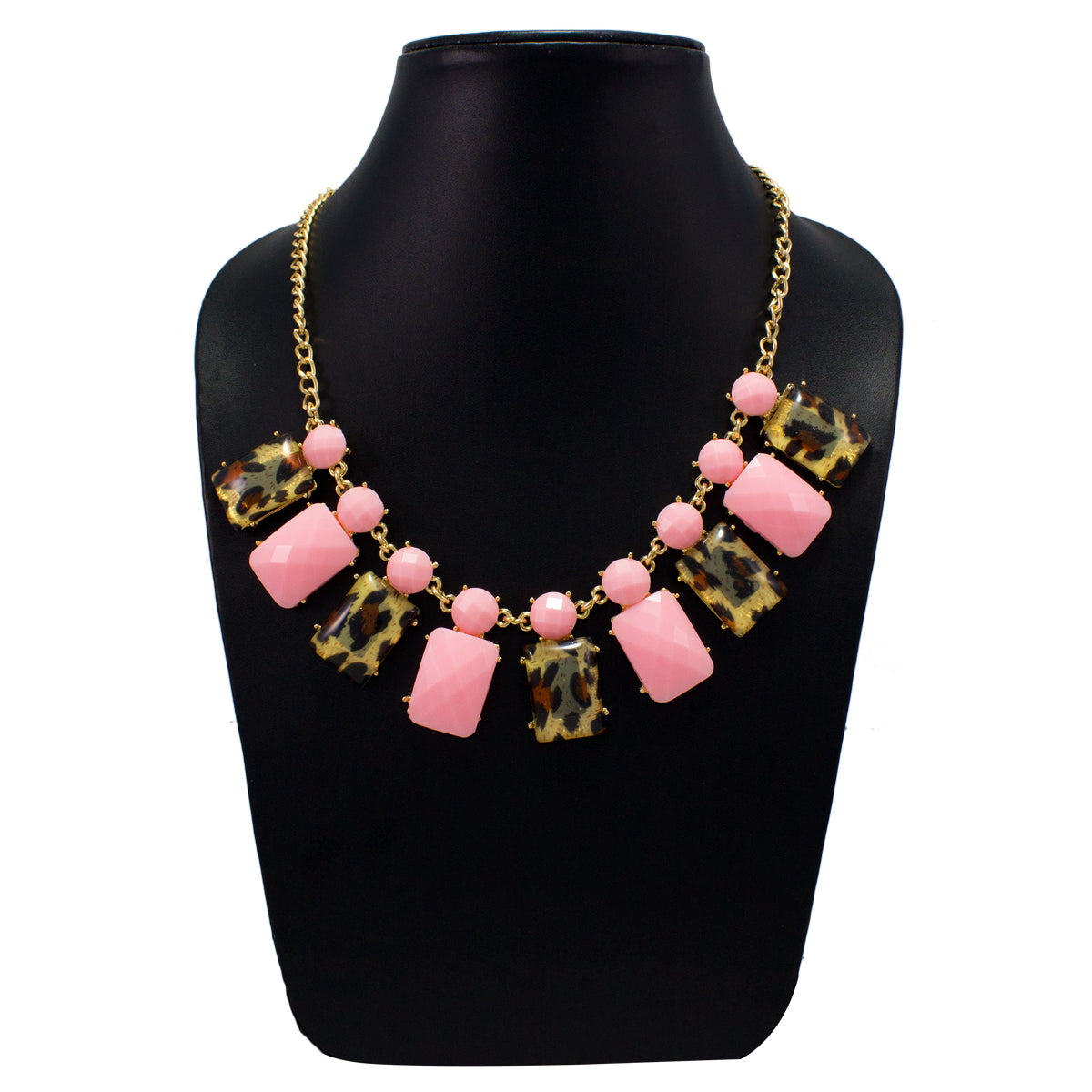 Abhinn Stylish Designer Pink Necklace with Animal Printed Stones For Women