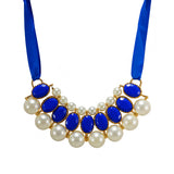 Designer Statement Red Cherry Pearl Necklace with Black stones