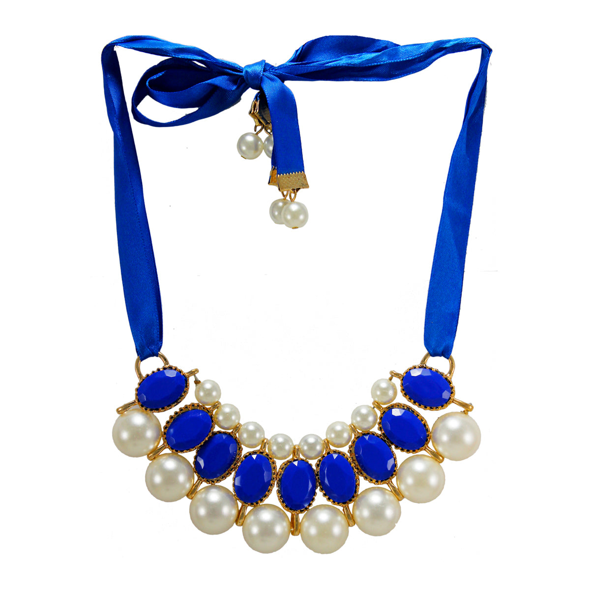 Designer Statement Red Cherry Pearl Necklace with Black stones