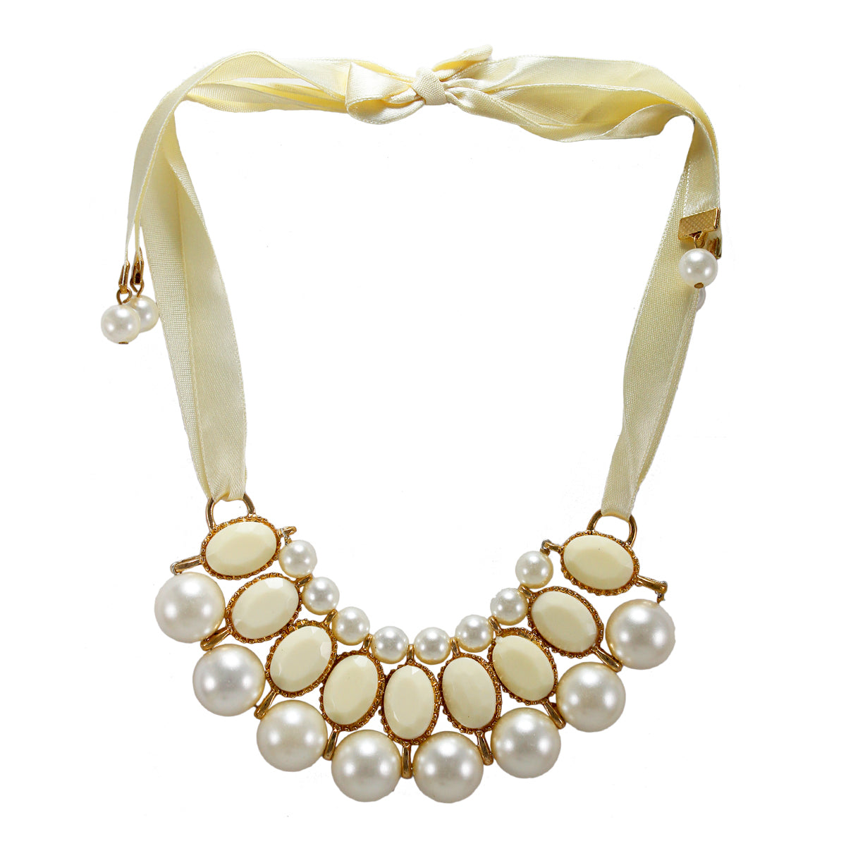 Abhinn Stylish Designer Pearl Necklace with White Stones For Women
