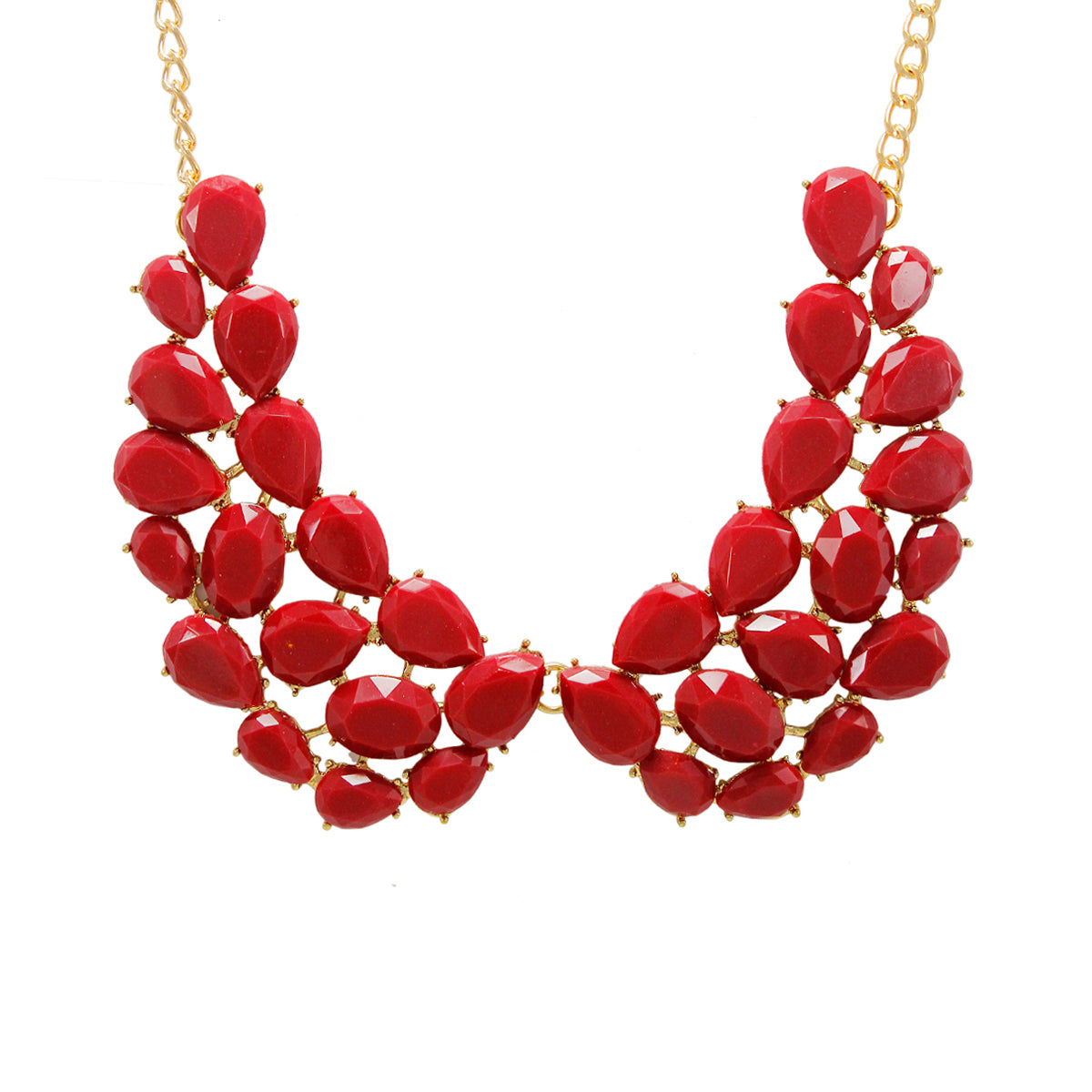 Latest Designer Golden Floral Peacock Necklace with Red Crystal Stones