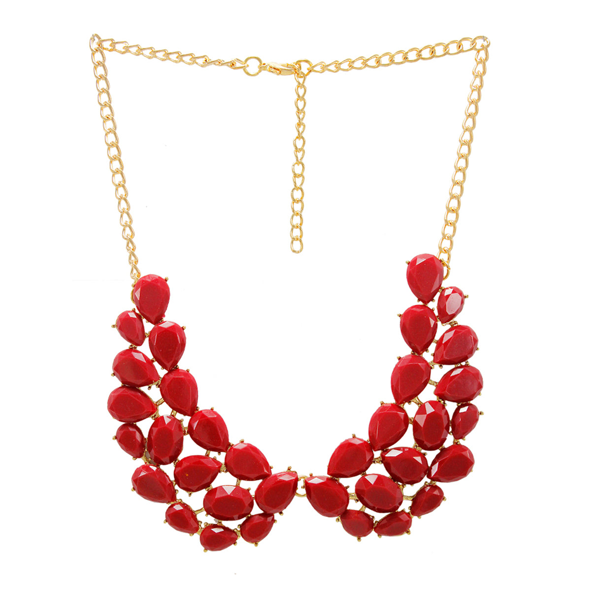 Latest Designer Golden Floral Peacock Necklace with Red Crystal Stones