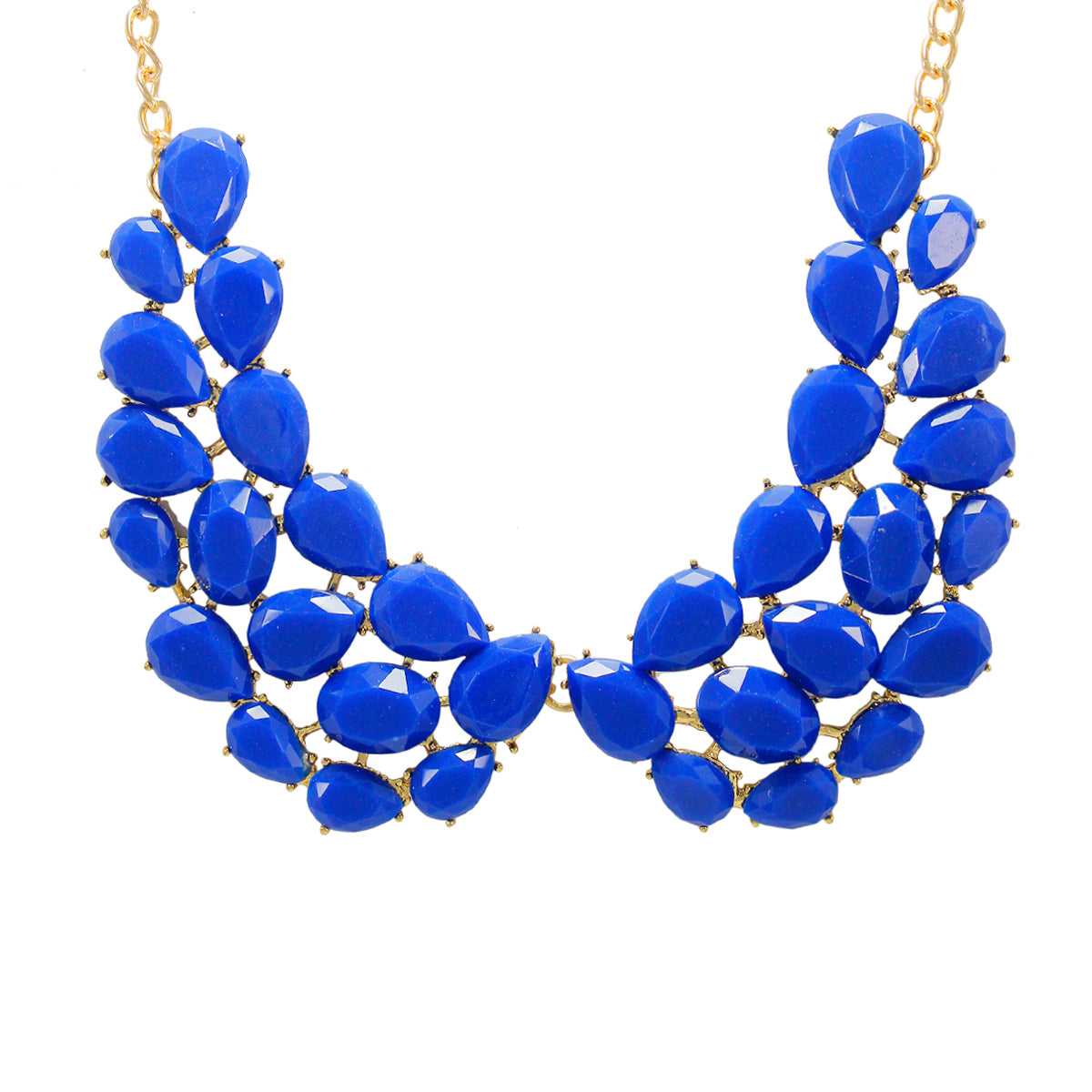 Abhinn Latest Golden Floral Peacock Necklace With Blue Crystal Stones For Women