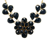 Abhinn Beautiful Designer Golden Floral Necklace With Black crystal Stones For Women