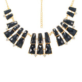 Stylish Designer Golden Necklace with Black Angular Crystals and Stones