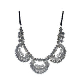 Abhinn Silver Oxidised Peacock And Floral Design Necklace for Women