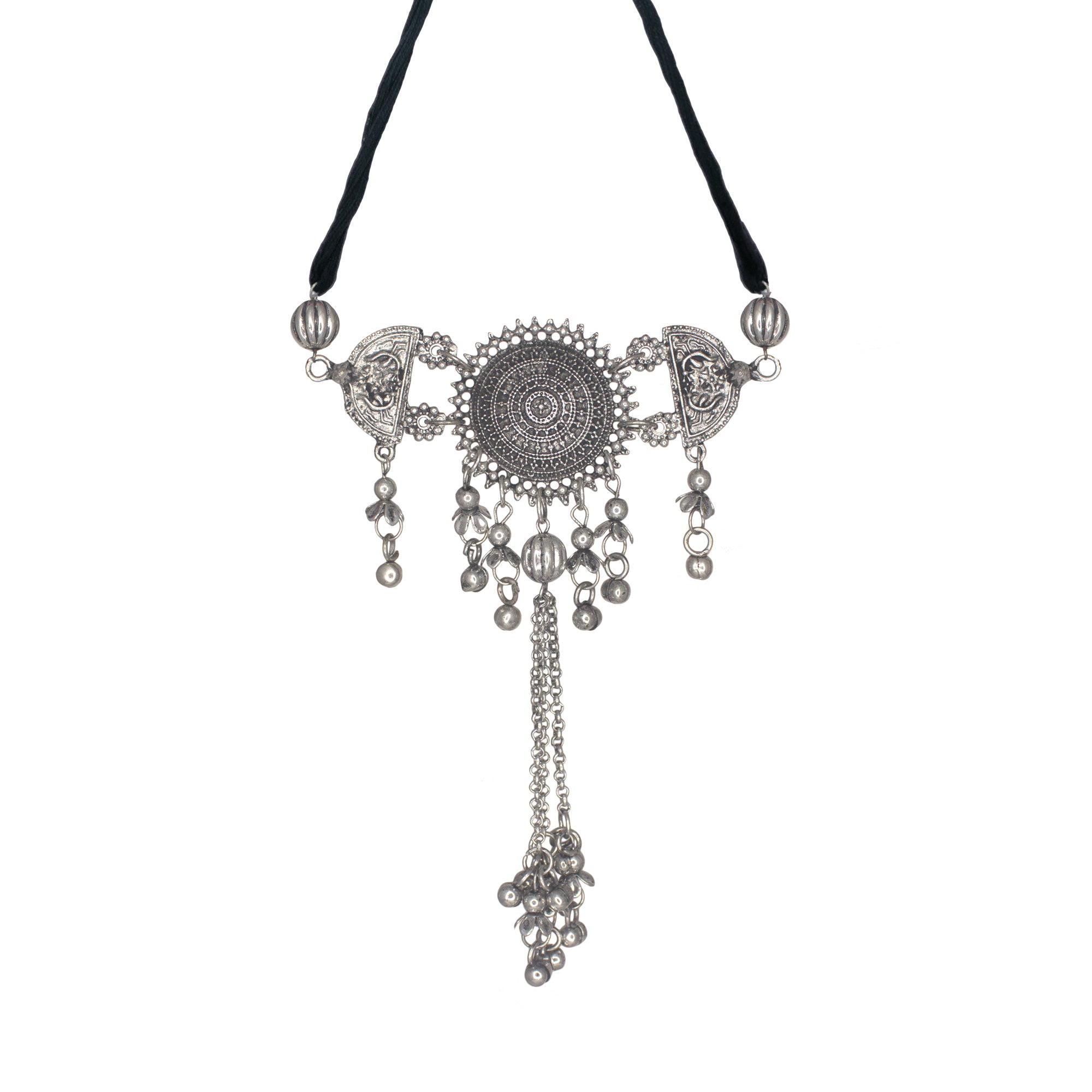 Abhinn Silver Oxidised Choker With Ghungroo for Women Online in India