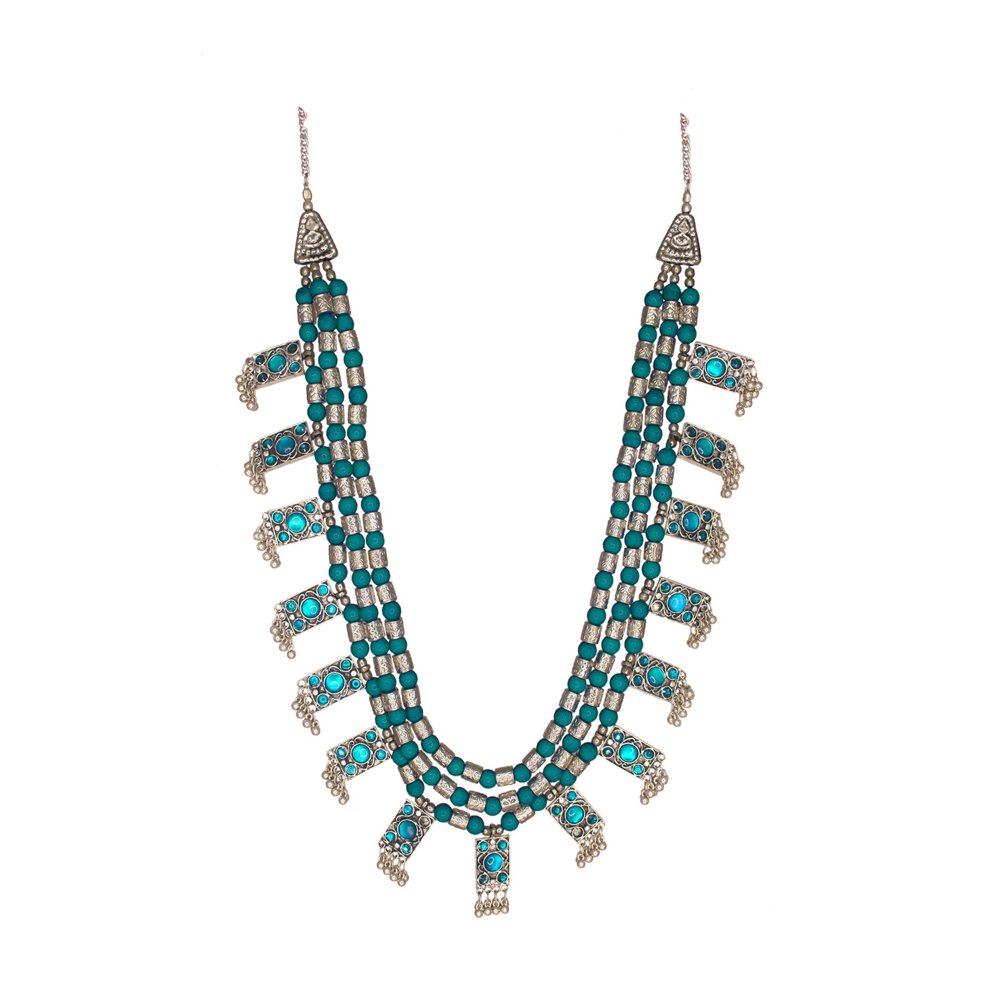 Abhinn Silver Oxidised Handmade Multi-Layer Necklace For Women
