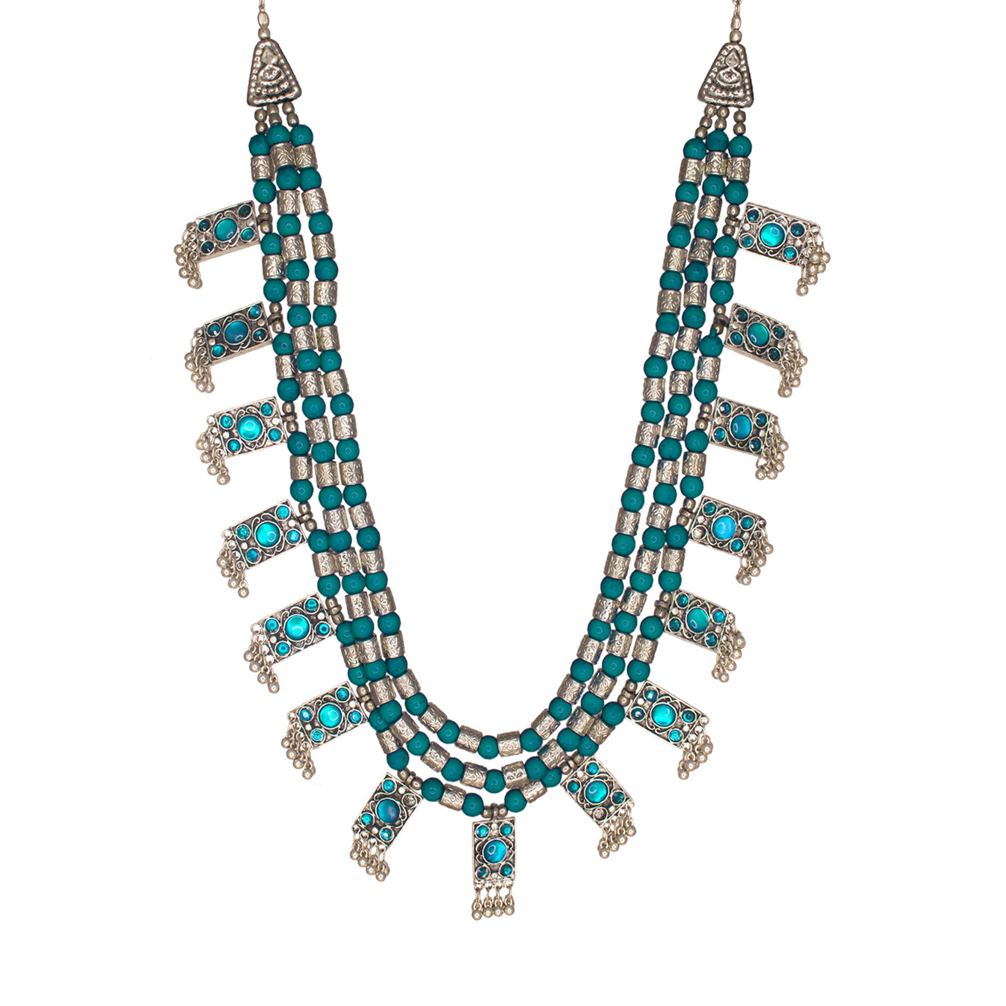 Abhinn Silver Oxidised Handmade Multi-Layer Necklace For Women