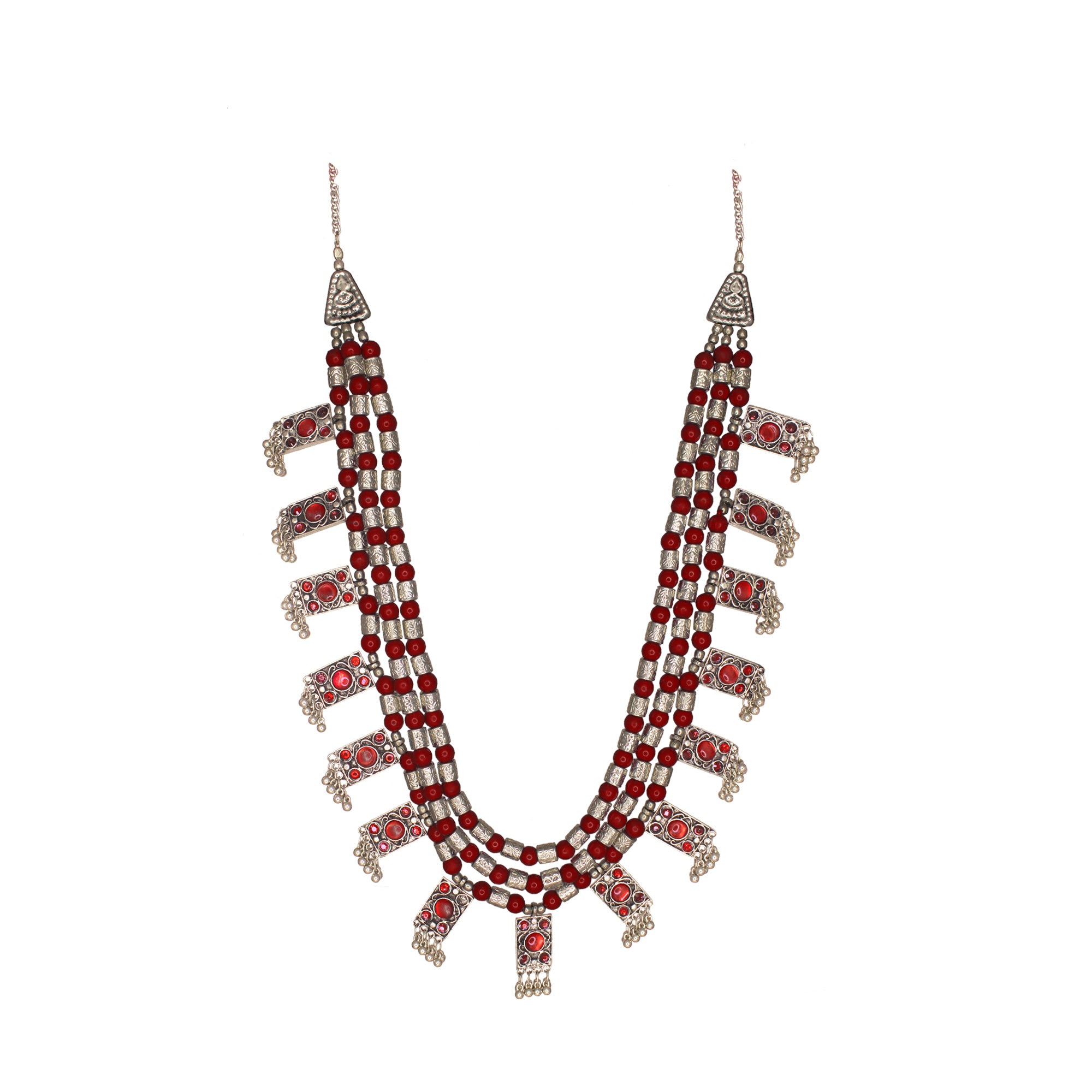 Abhinn Silver Oxidised Handmade Multi-Layer Necklace For Women