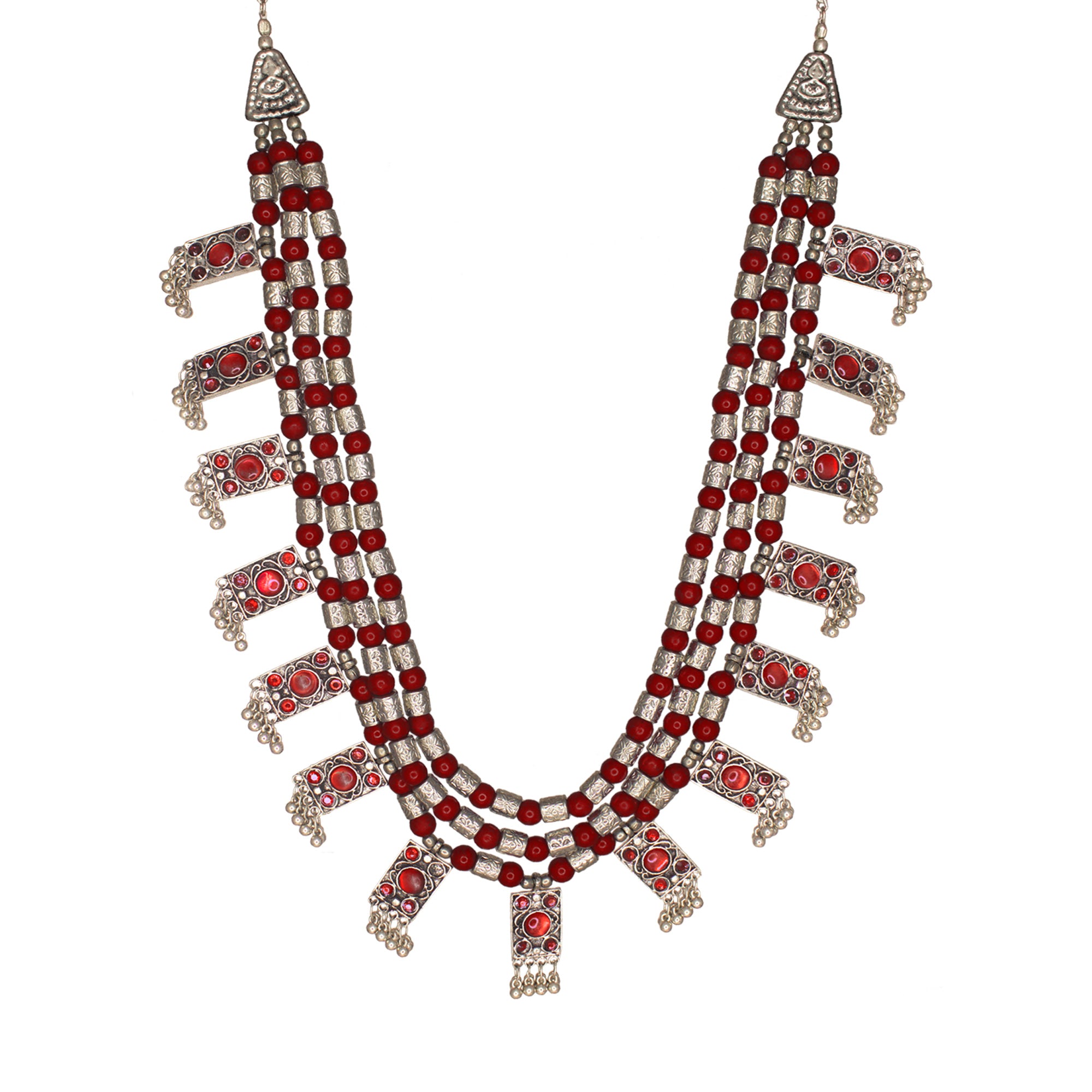 Abhinn Silver Oxidised Handmade Multi-Layer Necklace For Women