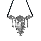 Abhinn Silver Oxidised Temple Design Choker With Silver Hanging Beads For Women