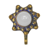 Abhinn Trendy Golden Oxidised Star Design White Stone Non-Pierced Nose Pin For Women
