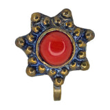 Abhinn Trendy Golden Oxidised Star Design Red Stone Non-Pierced Nose Pin For Women