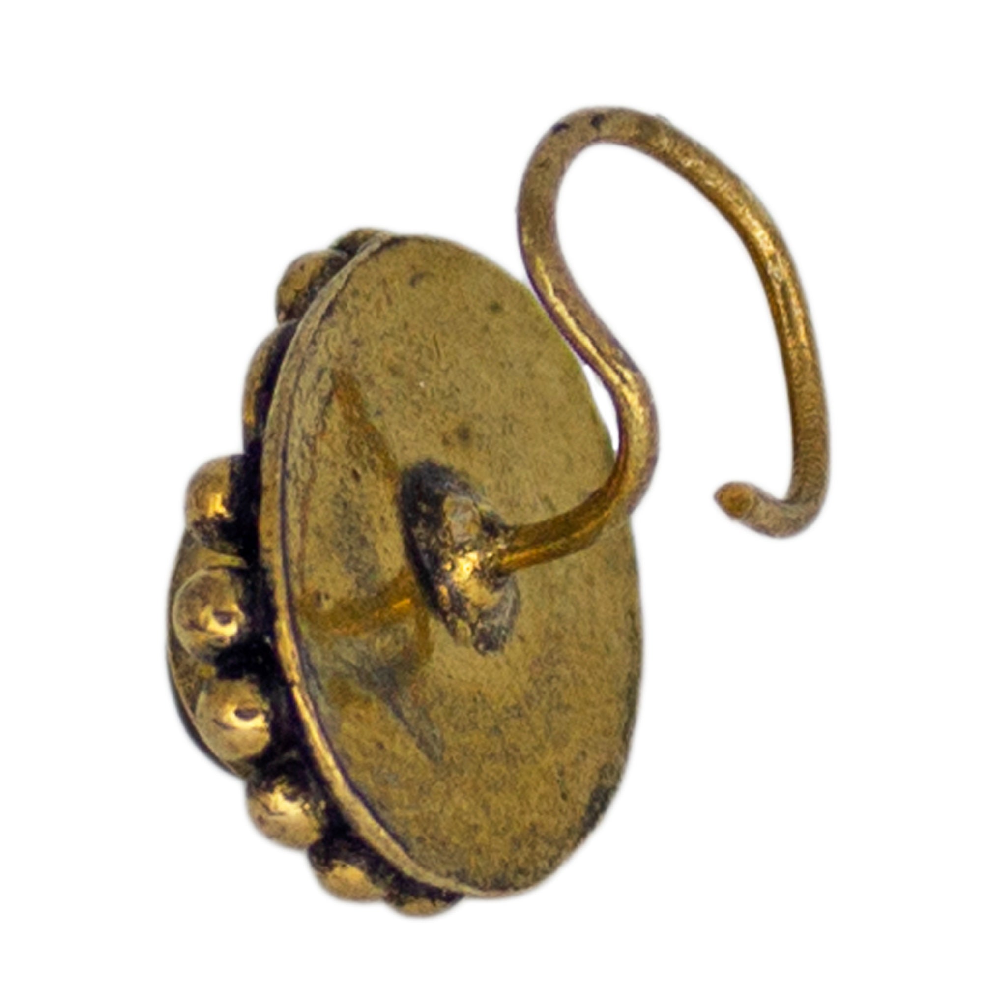 Abhinn Trendy Golden Oxidised Purple Stone Floral Design Pierced Nose Pin For Women
