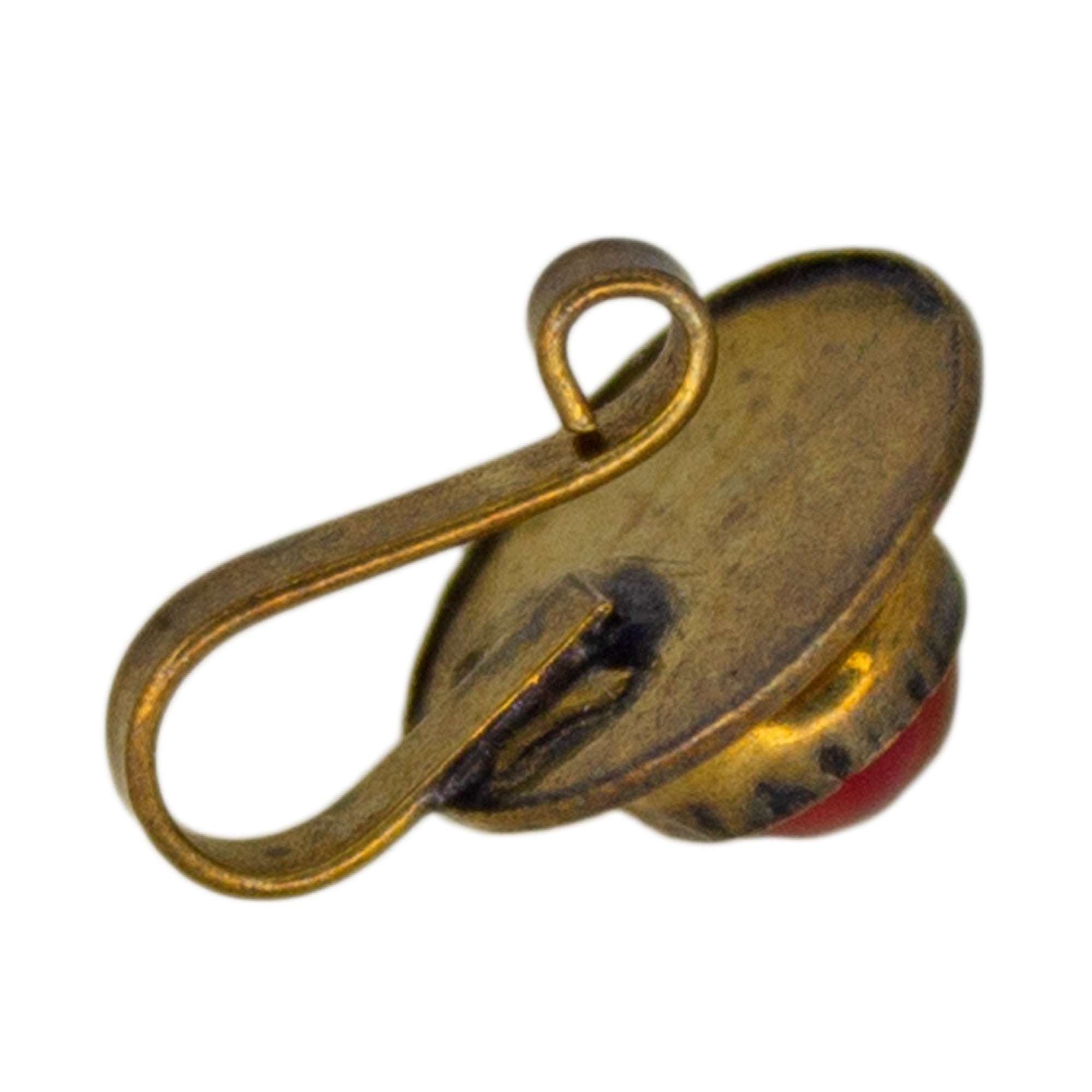 Abhinn Unique Golden Oxidised Round Red Pearl Non-Pierced Nose Pin For Women
