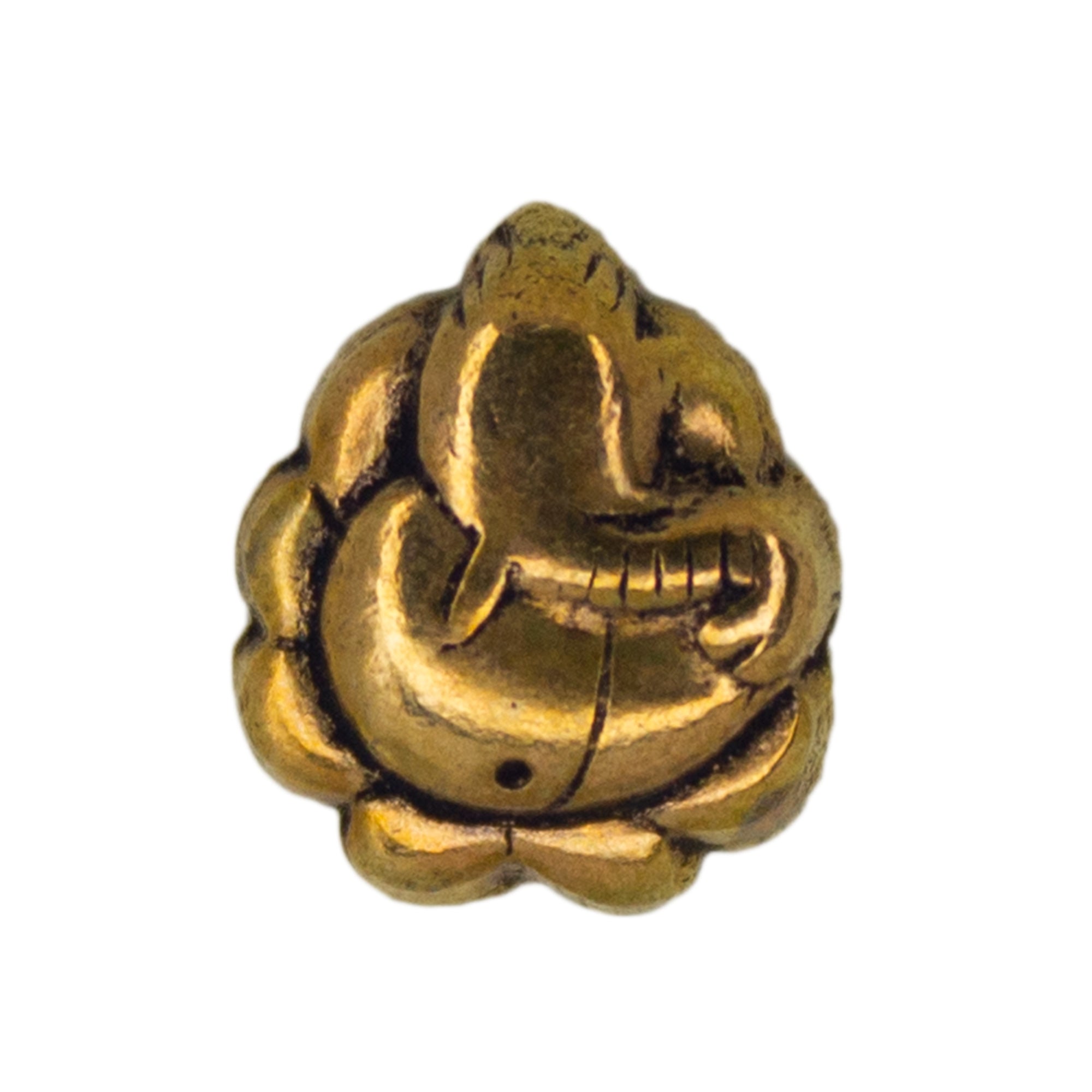 Abhinn Unique Oxidised Golden Ganesha Design Pierced Nose Pin For Women