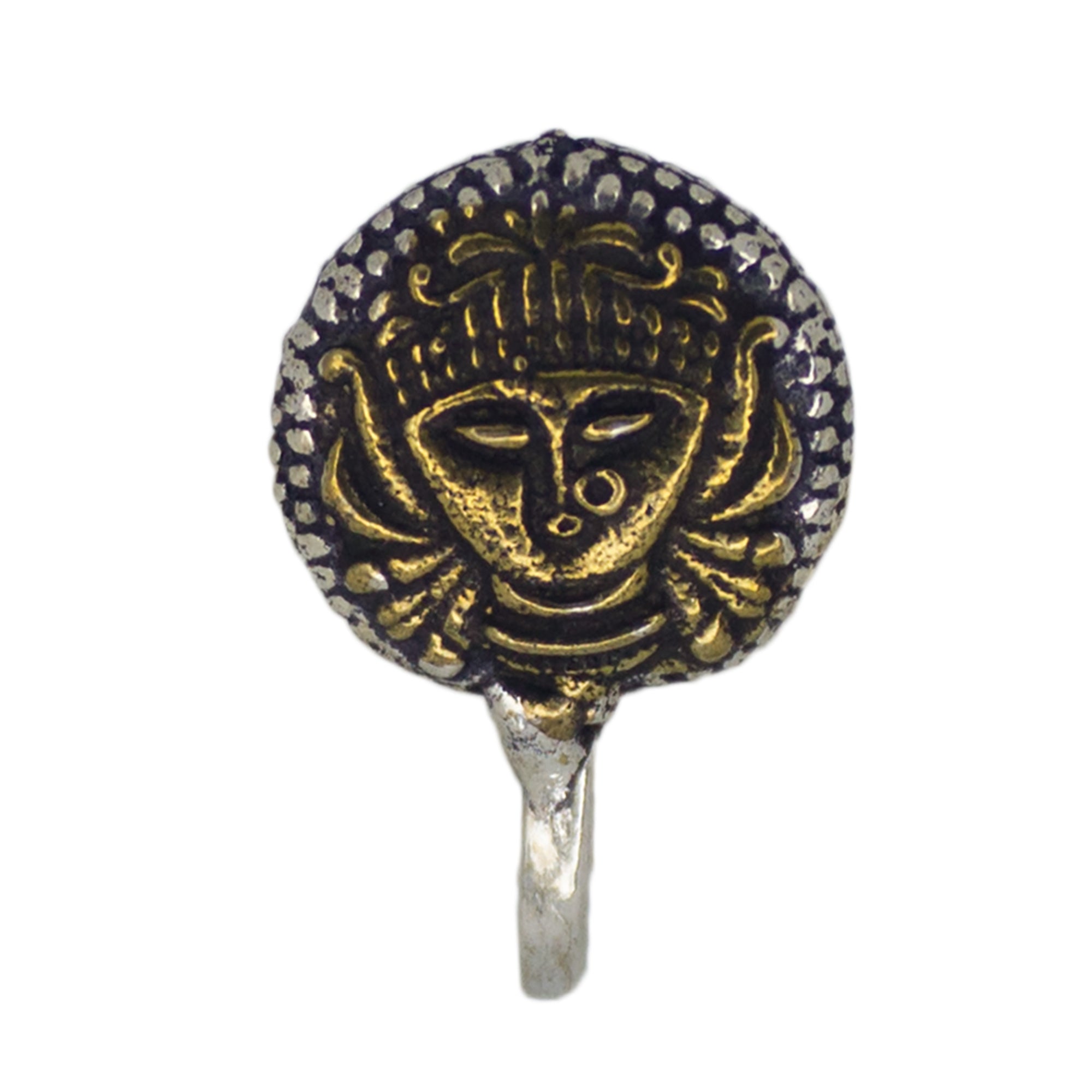 Abhinn Combo of 3 Oxidised Dual Tone Temple Design Non-Pierced Nose Pin For Women