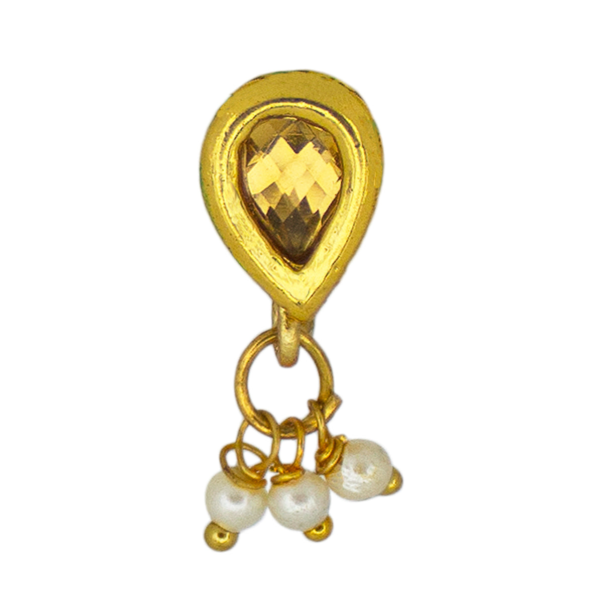 Abhinn Royal Gold Plated Drop Shape Non-Pierced Nose Pin For Women