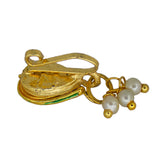 Abhinn Traditional Gold Plated Drop Shape Non-Pierced Nose Pin For Women