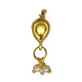 Abhinn Traditional Gold Plated Drop Shape Non-Pierced Nose Pin For Women