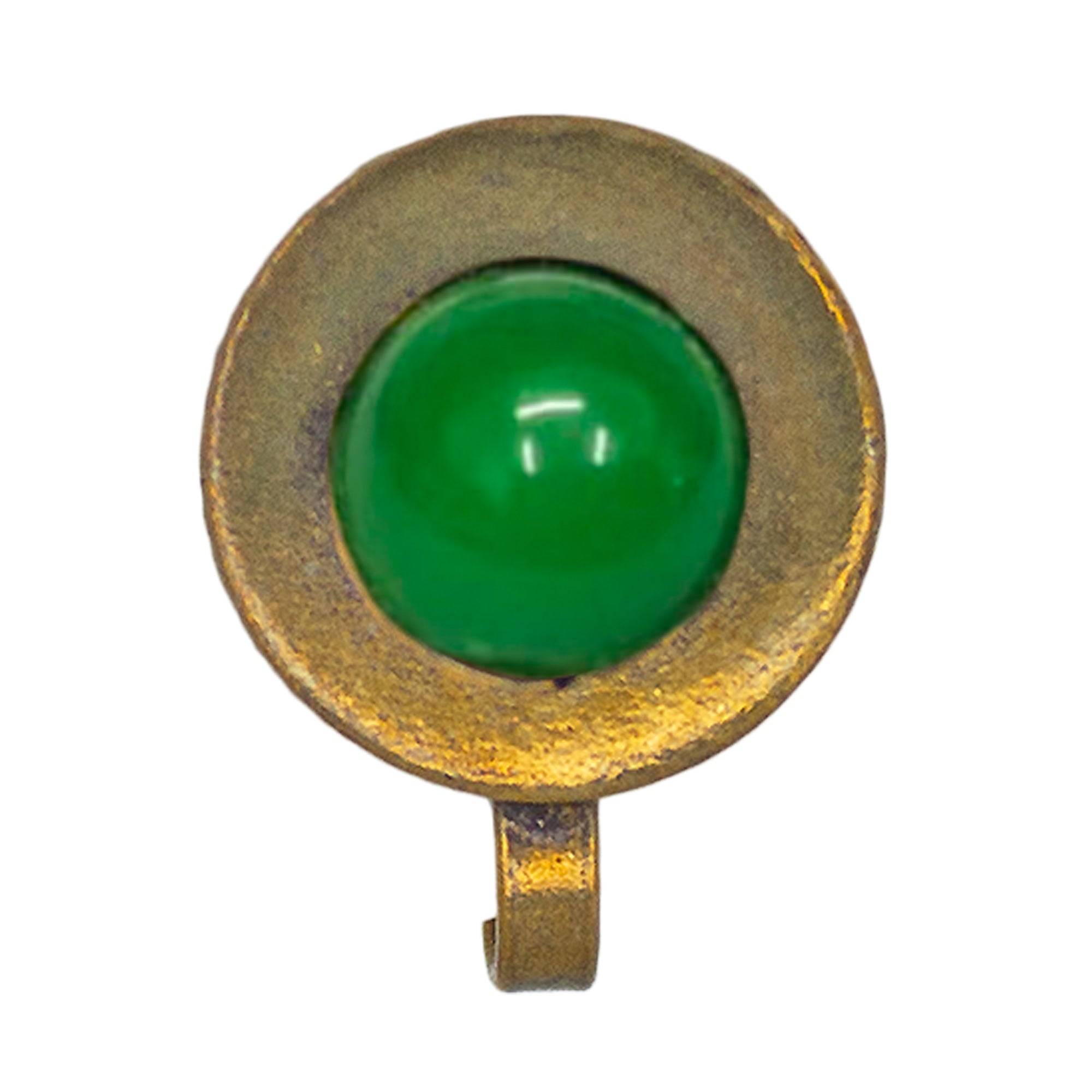 Abhinn Unique Golden Oxidised Round Green Pearl Non-Pierced Nose Pin For Women
