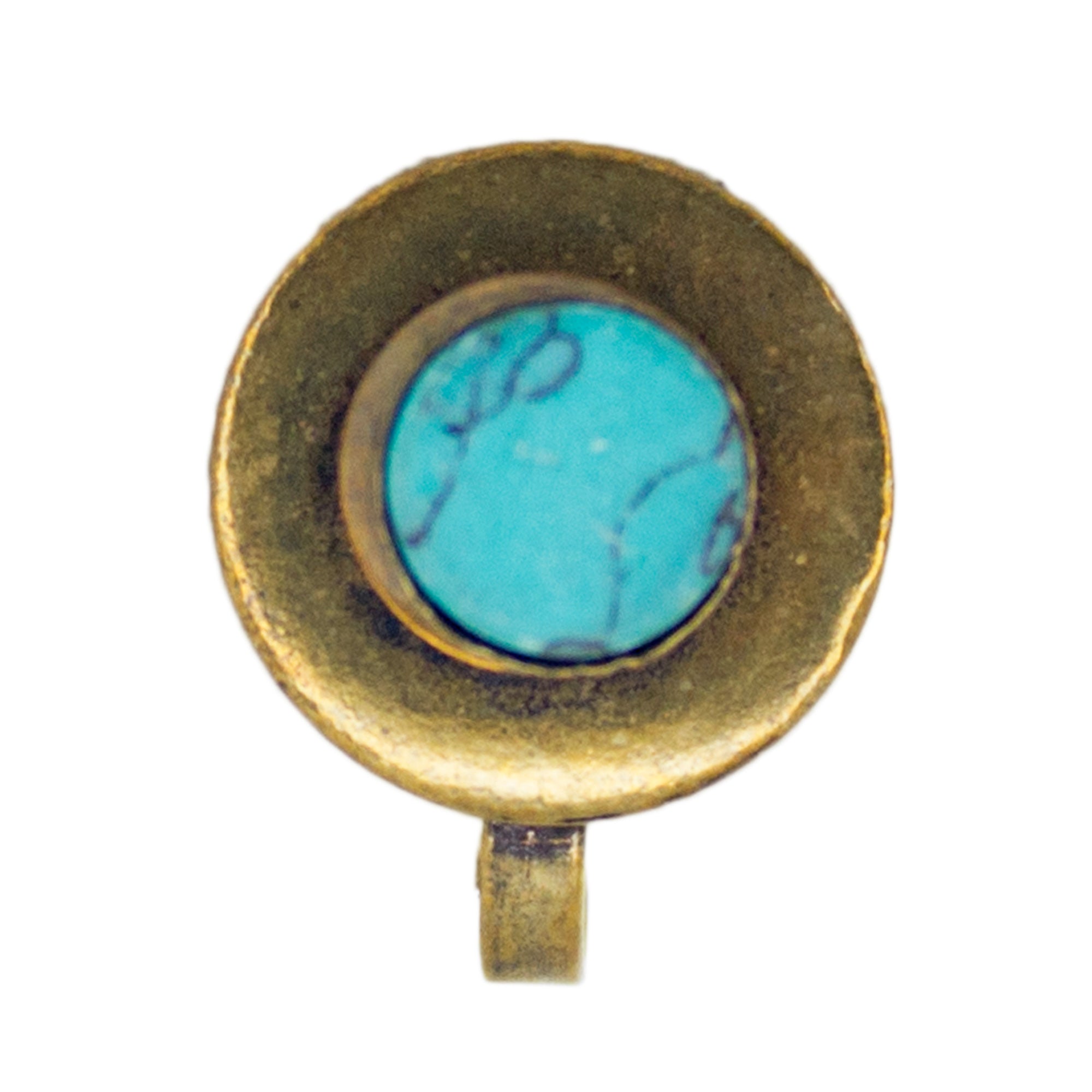 Abhinn Unique Golden Oxidised Round Sky Blue Pearl Non-Pierced Nose Pin For Women