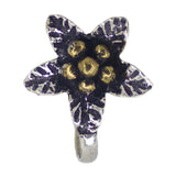 Abhinn Trendy Dual Tones Oxidised Floral Design Non-Pierced Nose Pin For Women