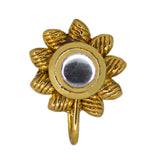 Abhinn Traditional Gold-Plated Floral Design With White Kundan Nose Pin For Women