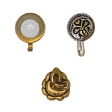 Abhinn Set of 3 Dual Tone Oxidised Ganesha-Floral Design Non-Pierced Nose Pin For Women