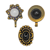 Abhinn Combo of 3 Golden Oxidised Black-white Non-Pierced Nose Pin For Women