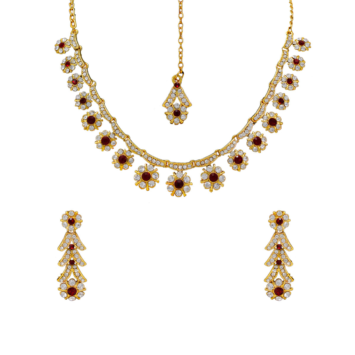 Latest Royal Designer Crystal Stone Necklace and Stud Earrings