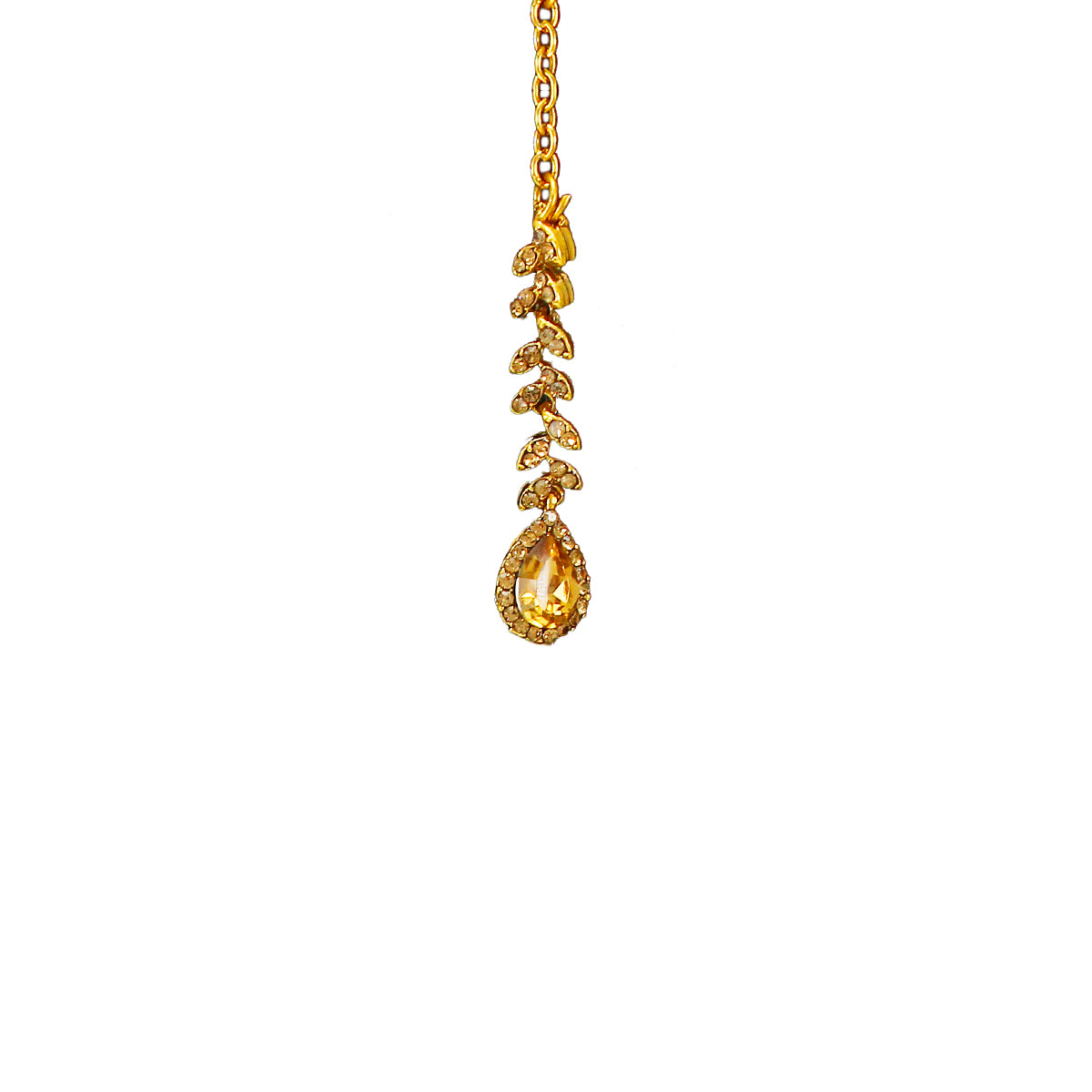Latest Royal Leaf Design Necklace and Dangler Earrings with White Yellow Stones