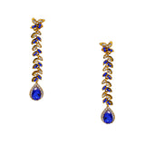 Royal Gold Plated Designer Kundan Stone  Leaf Design Necklace and  Dangler Earrings with White Blue Stones  with Mangtika