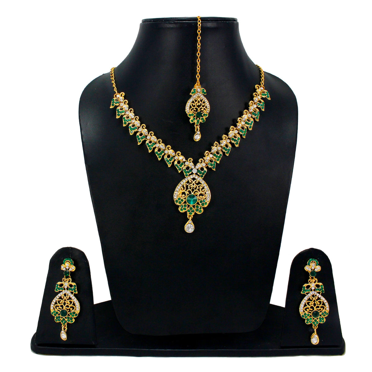 Royal Designer Necklace and Earrings with White Crystal Stones