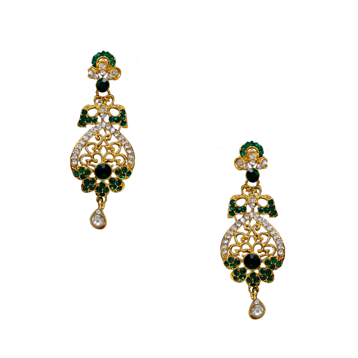 Royal Designer Necklace and Earrings with White Crystal Stones