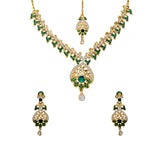 Royal Designer Necklace and Earrings with White Crystal Stones