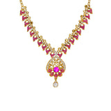 Abhinn Royal Gold Plated Designer Kundan Pink Petal Design Necklace Set For Women