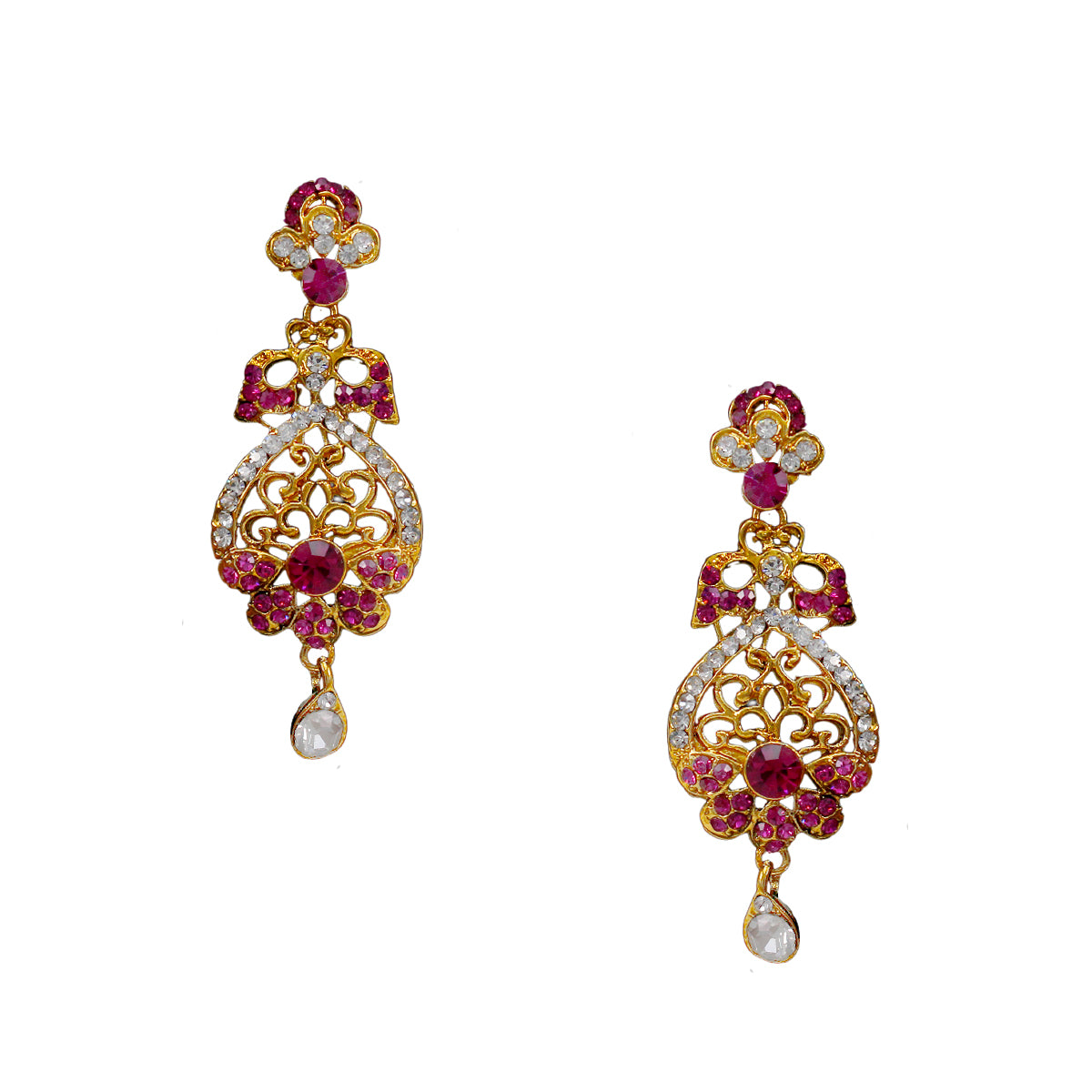 Abhinn Royal Gold Plated Designer Kundan Pink Petal Design Necklace Set For Women