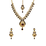 Royal Designer Necklace and  Earrings with White Purple Crystal Stones