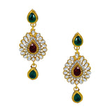 Royal Designer Leaf Design Necklace and Earrings with White Crystal Stones